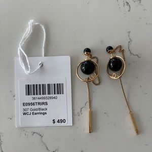 NWT Dior Gold and Black Tribales Pearl Earrings